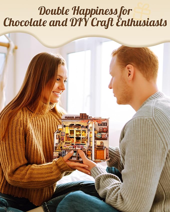 Tiny House Book Nook for Bookshelf Decor, 3D Puzzles Model Building Kits for Teens